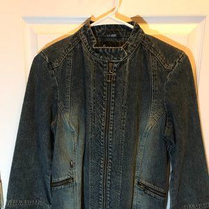 EUC Distressed Tommy Hilfiger Women's Jean Jacket Size L